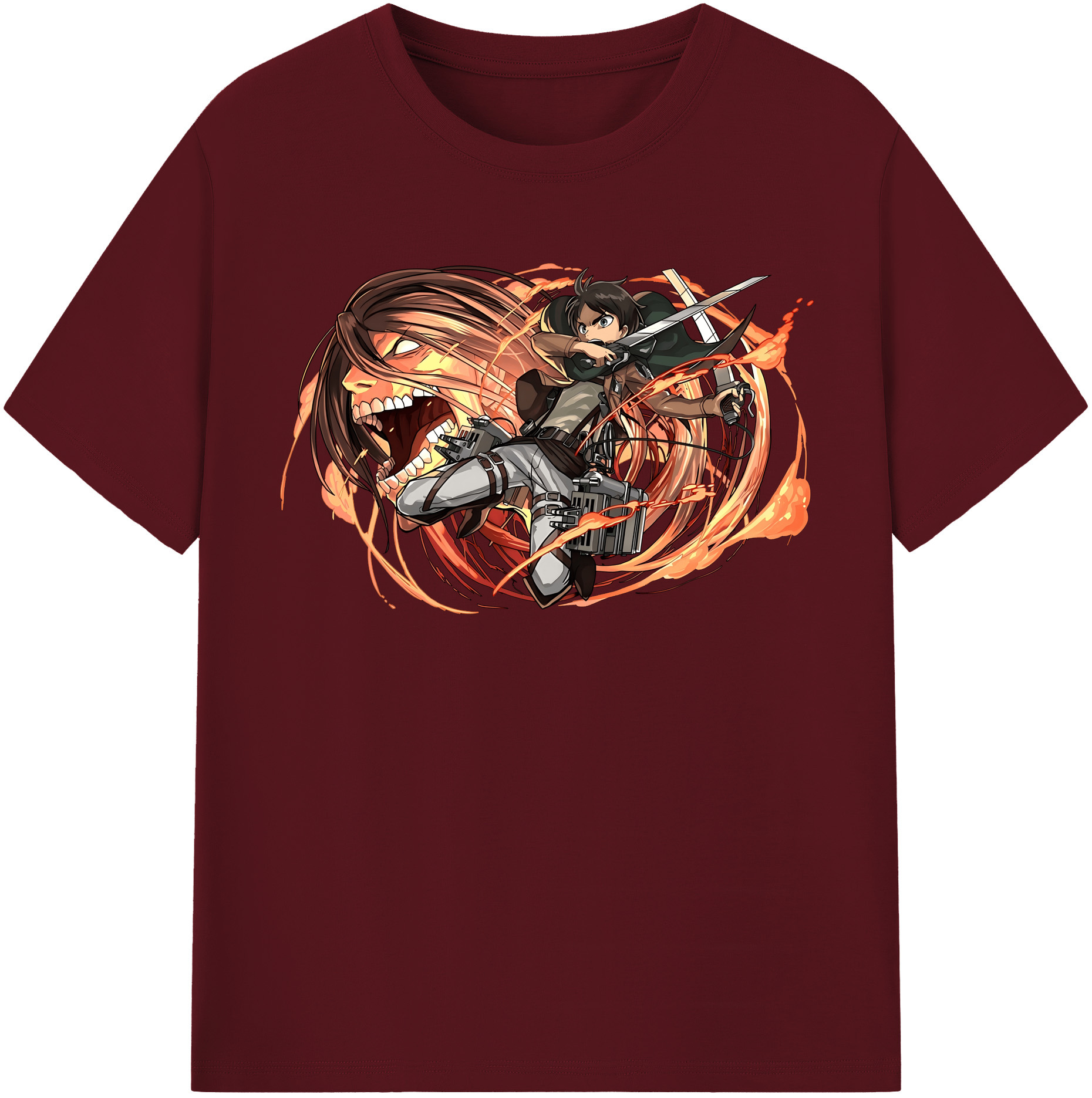 （画像用） 進撃の巨人 エレン･イェーガー Attack on Titan Eren Jäger 綿100％半袖Tシャツ（フロントプリント）